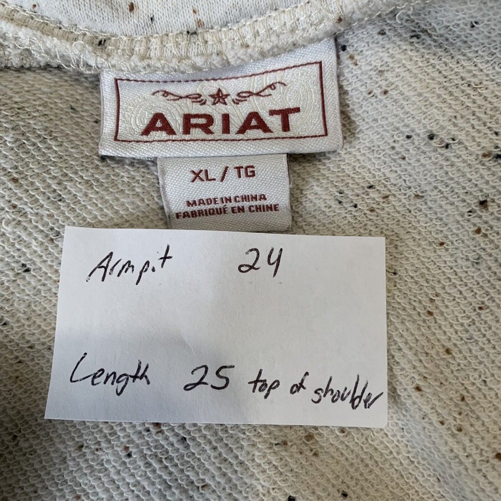 Ariat Old West Sweatshirt Egret Crossover Neck Long Sleeve Sz XL Southwestern - Picture 3 of 13
